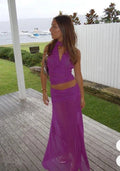 Vestido Longo de Festa Roxo Bonito com Alças de Tule Vestido de Noite Y8242
