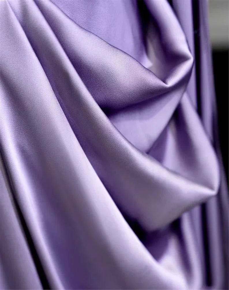 Vestido longo modesto de cetim roxo para baile Vestido de noite roxo Y2589