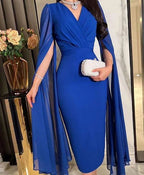 Vestido Curto Modesto Azul Real Justo Vestido de Noite Azul Real Vestido de Festa Y6734