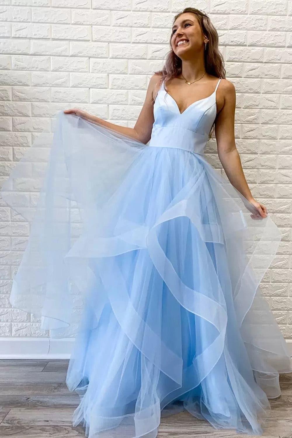 Vestido de fiesta inspirado Vestido de baile con volantes Vestidos formales rosados SYP39