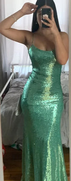 Vestido de fiesta verde con lentejuelas brillantes de sirena Vestido de noche verde Y6462