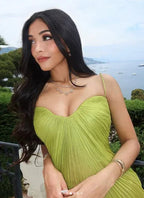 Vestido Longo Verde Sedutor para Baile com Alças Finas Vestido de Noite Y7925