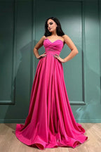 Vestido Longo de Noite Fúcsia Coração Doce com Fenda Y6166