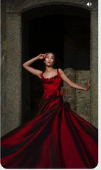 Merveilleuse robe longue rouge de bal sans manches robe de soirée Y308