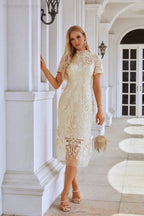 Vestido de noite curto de estilo chinês com bordados e mangas curtas para senhoras, para festas, casamentos e compras 28105