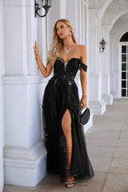 Abito da sera lungo fino a terra per damigella, da donna, in chiffon, con scollo a V, maniche a sbuffo, ricamo in tulle, per festa di ballo, matrimonio, serata 28127