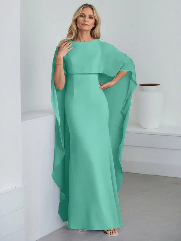 Vestido de madrina de novia de gasa largo hasta el suelo con corte recto y volantes en cascada