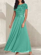Charcoal Grey A-Line Scoop Long Mother of the Bride Dress With Beadings