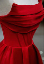 Vestido de noche elegante de satén sin espalda con cuello plano, plisado, largo hasta el suelo, línea en A, vestido de gala Y6815
