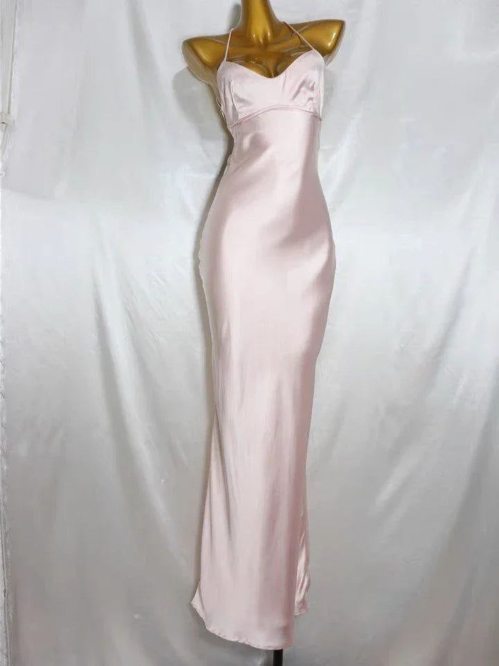 Charming Pink Mermaid Long Prom Dress,Simple Pink Evening Dress Y1932