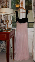 Vestido de fiesta largo de tirantes elegantes, línea A, color rosa Y7900
