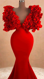 Feminino vermelho longo vestido de noite sereia vestido formal babados nuvem ombro y4932