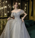 Vestido de noche con hombros descubiertos y falda en línea A Vestido de hada para graduación Y5840