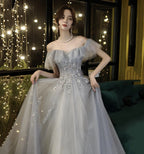 Vestido de noche con hombros descubiertos y falda en línea A Vestido de hada para graduación Y5840