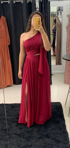 Elegantes Abendkleid mit einem Träger, A-Linie, Hochzeitsgastkleid Y5779