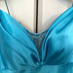 Simple Blue Spaghetti Straps Satin Mermaid Evening Dress Formal Prom Dress Y8404