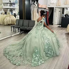 Vestido de Baile de Mulher com Alças Finas, Aplicação de Renda para Festa de 15 e 16 Anos, Modelo Y3038