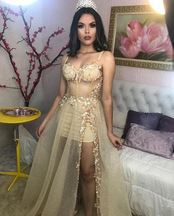 Vestido de Festa Encantador com Alças Finas Sexy Y6169