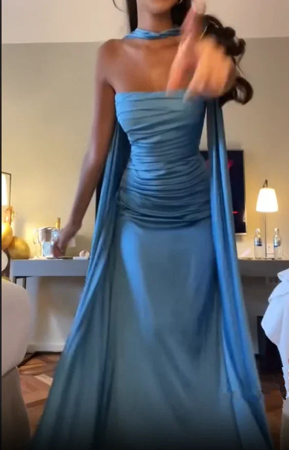 فستان سهرة أزرق أنيق فستان سهرة أزرق راقٍ Y7442