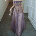 Vestido de Baile Roxo Sonhador com Ombros Descobertos Vestido de Noite Elegante Longo para Banquete Vestido de Festa Sem Mangas Vestido de Formatura para Rapariga Y4286