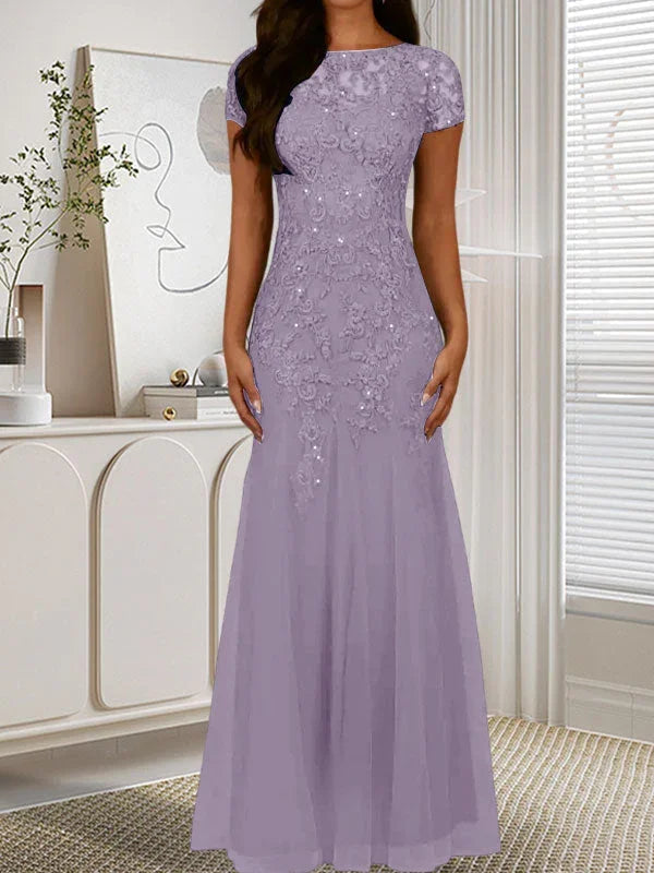 Abito in tulle con scollo a sirena e paillettes blu marina scuro