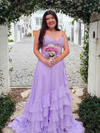 Light Blue A Line Strapless Applique Corset Prom Dress Ruffle Skirt