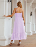 Numbersea Vestido de Dama de Honra em Chiffon com Alças Finas, Comprimento ao Tornozelo, Formal, Corte em A, para Cocktail e Festa de Regresso a Casa para Jovens SEA28028
