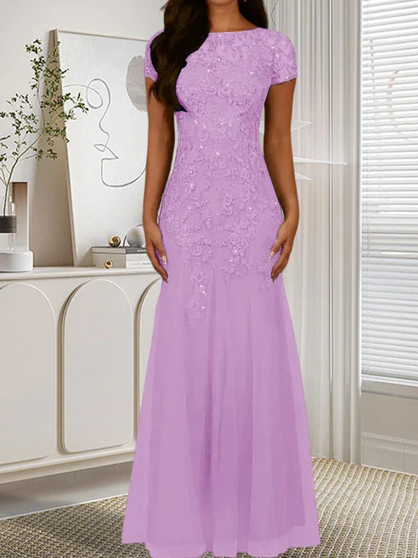 Abito in tulle con scollo a sirena e paillettes blu marina scuro