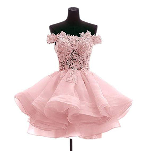 Abiti corti da cerimonia rosa con pizzo e scollo a barca Abiti da festa con scollo a cuore per rientro a casa