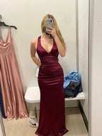 Robe longue de soirée formelle pour femmes, bleu sarcelle, dos à bretelles, en satin, sans manches, robe de soirée Y2928