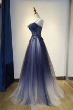 Robe de soirée longue élégante à bretelles en tulle dégradé, robe de bal en tulle ligne A Y1807