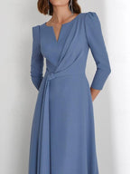 Floor Length V Neck Wedding Guest Dress With Criss Cross Ruching