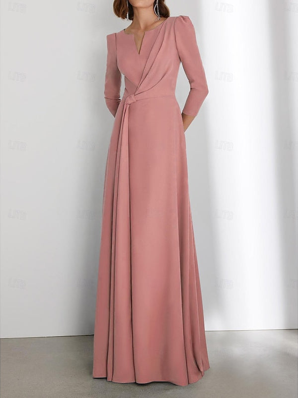 Floor Length V Neck Wedding Guest Dress With Criss Cross Ruching