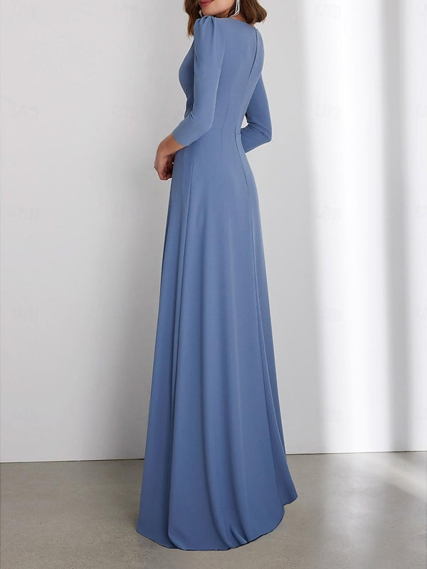 Floor Length V Neck Wedding Guest Dress With Criss Cross Ruching