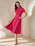 Elegant Knee Length Wedding Guest Dress With Ruched Detail A Line Silhouette