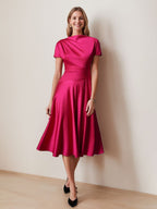 Elegant Knee Length Wedding Guest Dress With Ruched Detail A Line Silhouette