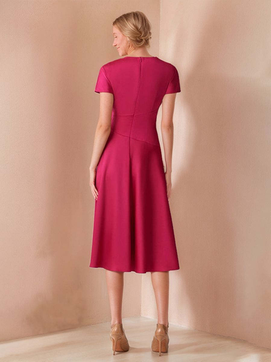 Elegant Knee Length Wedding Guest Dress With Ruched Detail A Line Silhouette