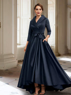 A-Line/Princess Long Sleeves Mother of the Bride Dresses with Pockets & Belt