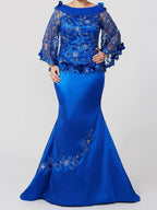 Robes de mère de la mariée Trompette/Sirène avec appliqué et paillettes