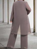 Elegant Mother Of The Bride Chiffon Pantsuits With Jacket
