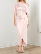 Asymmetrical One Shoulder Ruffles Sheath Dress For Mother Of The Bride