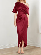 Asymmetrical One Shoulder Ruffles Sheath Dress For Mother Of The Bride
