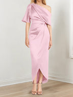 Asymmetrical One Shoulder Ruffles Sheath Dress For Mother Of The Bride