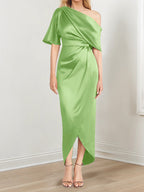 Asymmetrical One Shoulder Ruffles Sheath Dress For Mother Of The Bride
