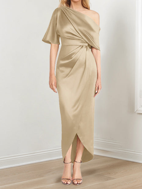 Asymmetrical One Shoulder Ruffles Sheath Dress For Mother Of The Bride