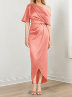Asymmetrical One Shoulder Ruffles Sheath Dress For Mother Of The Bride