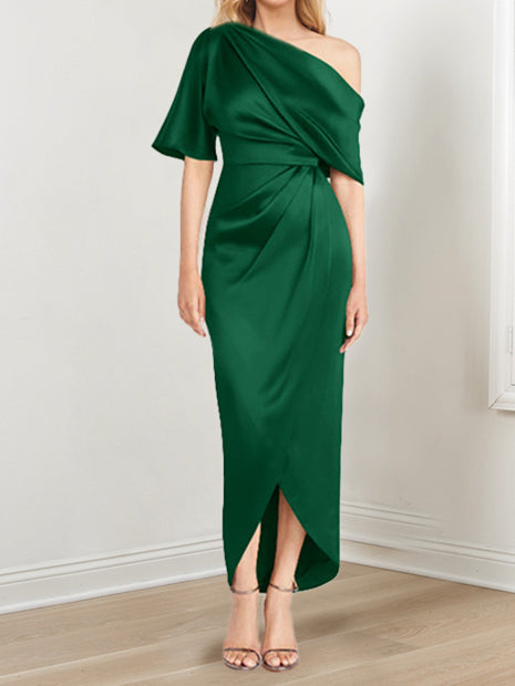 Asymmetrical One Shoulder Ruffles Sheath Dress For Mother Of The Bride