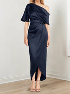 Asymmetrical One Shoulder Ruffles Sheath Dress For Mother Of The Bride