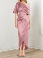Asymmetrical One Shoulder Ruffles Sheath Dress For Mother Of The Bride