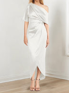 Asymmetrical One Shoulder Ruffles Sheath Dress For Mother Of The Bride